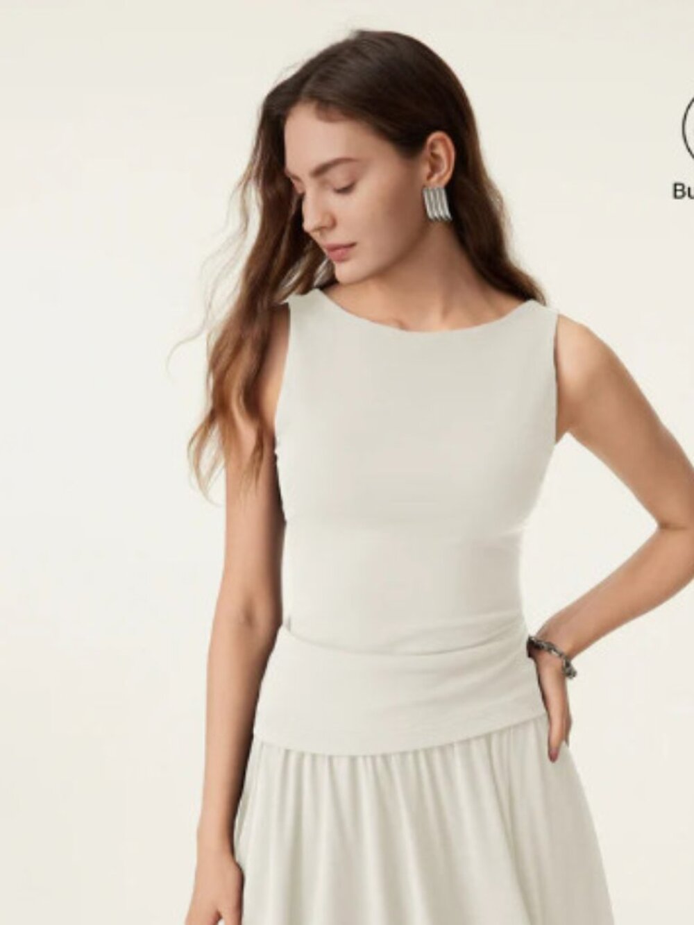 OGL Stretch Cotton Boatneck Brami Tank | Milk Cream - Small | NWT
